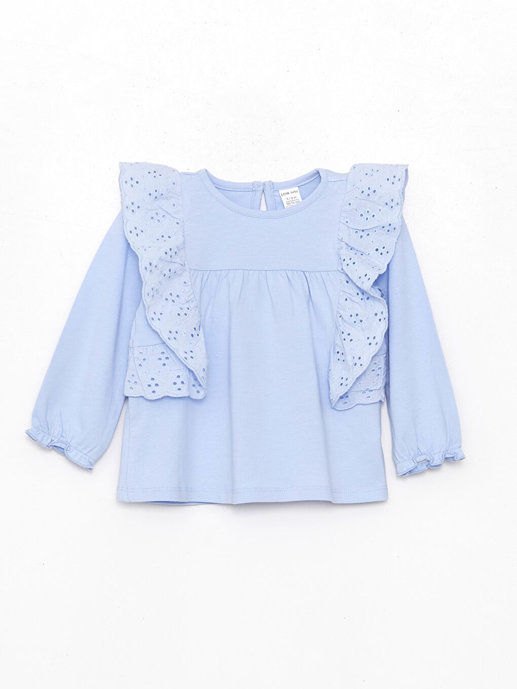 Mavi Bisiklet Yaka Uzun Kollu Kız Bebek Bluz