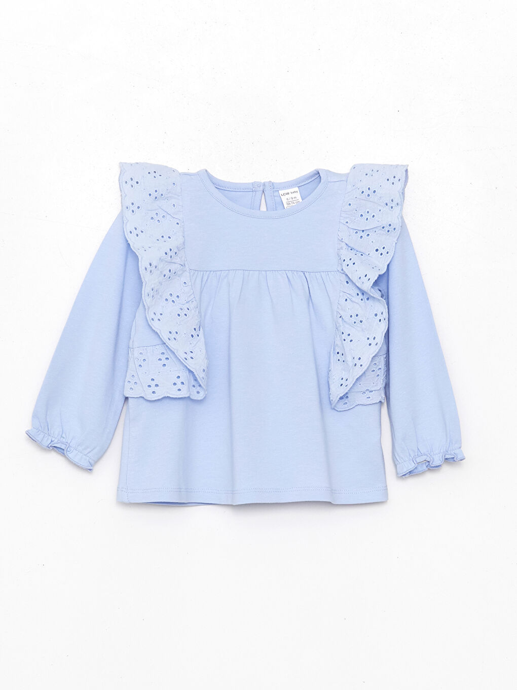 Mavi Bisiklet Yaka Uzun Kollu Baskılı Kız Bebek Bluz ve Tayt 2'li Takım-1