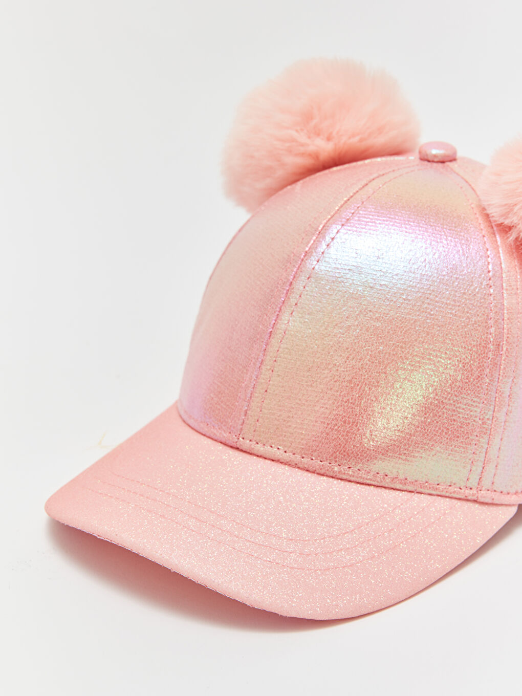 Pembe Ponpon Detaylı Kız Çocuk Kep Şapka-1