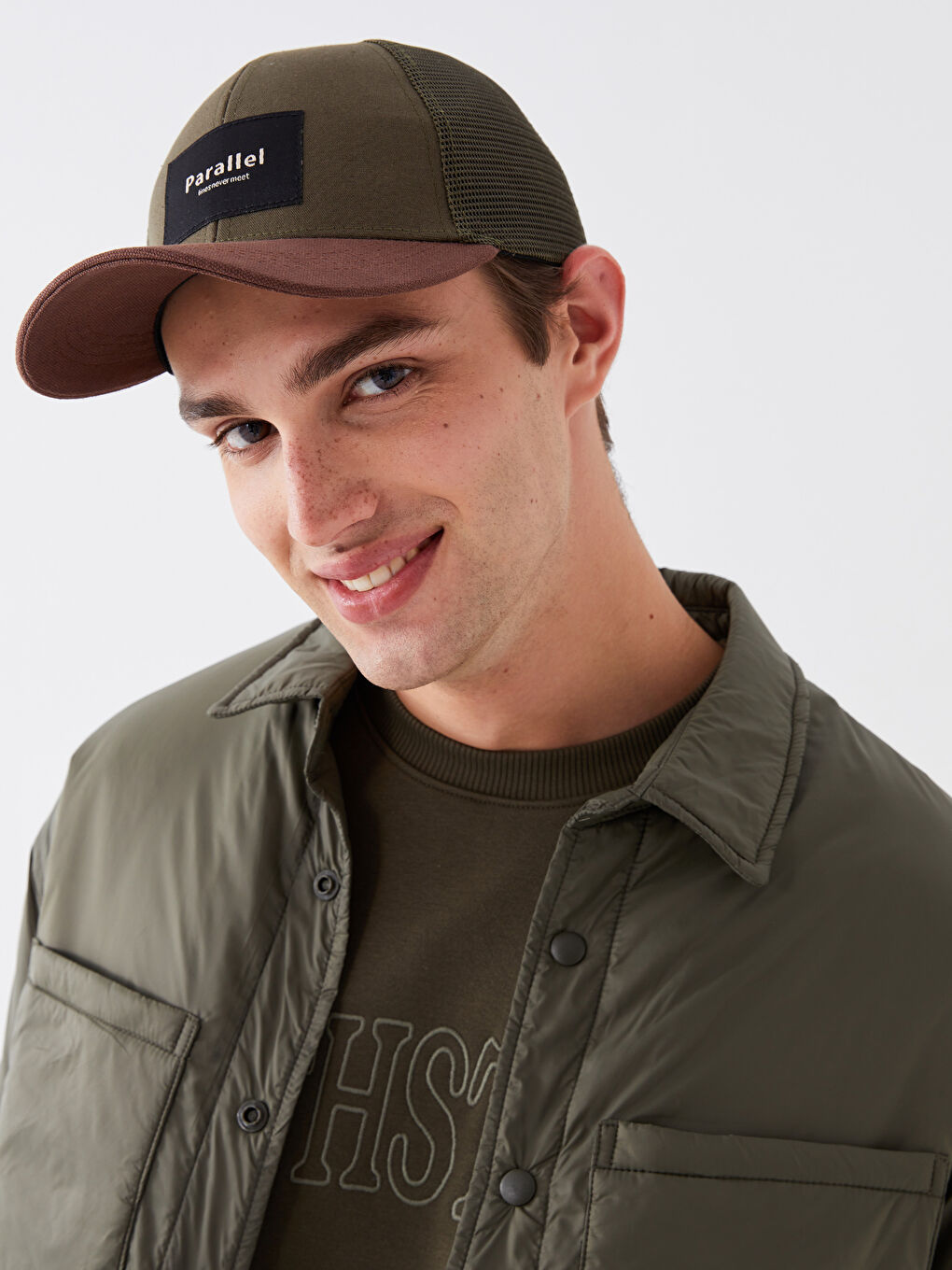 Yeşil Yazı Nakışlı Erkek Kep Şapka-1