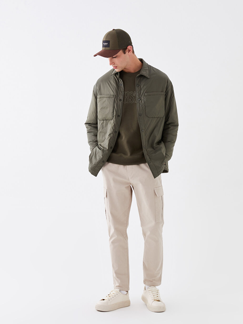 Yeşil Yazı Nakışlı Erkek Kep Şapka-2