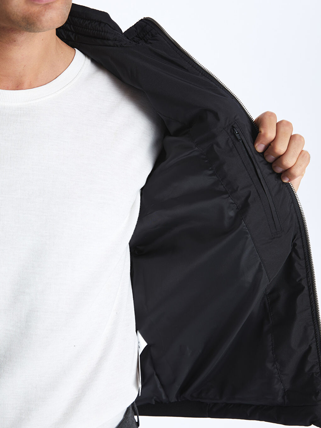 Siyah Standart Kalıp Dik Yaka Erkek Yelek-4