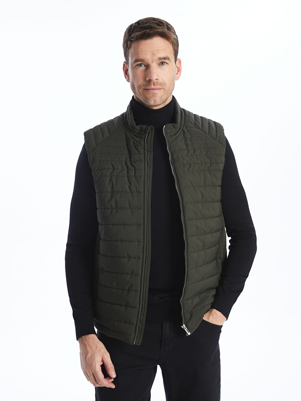 Standard Fit Turtle Neck Men's Vest -S40545Z8-J2L