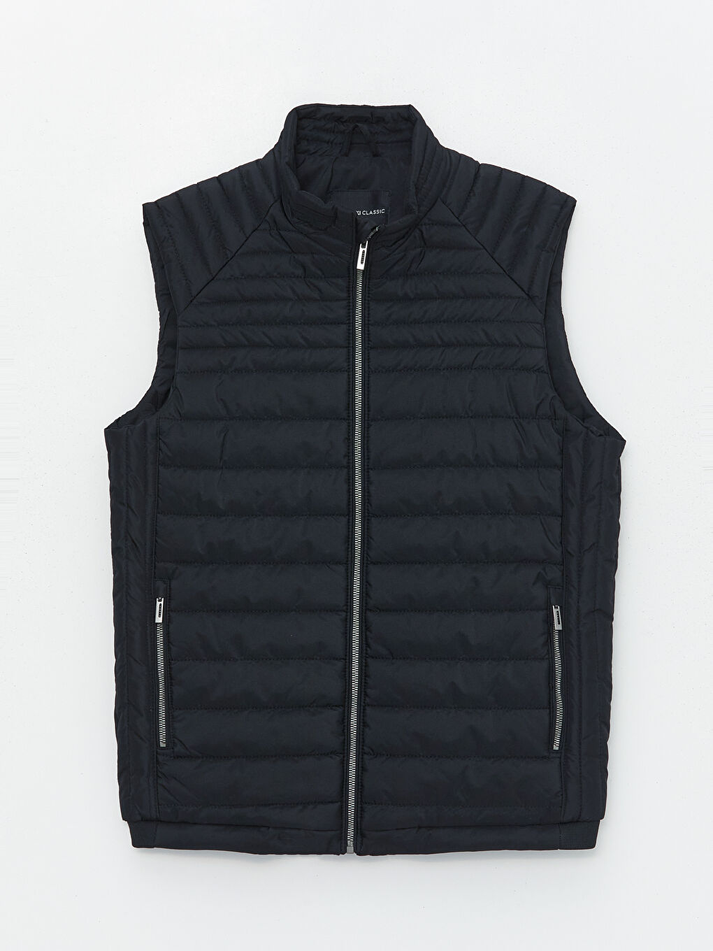 Siyah Standart Kalıp Dik Yaka Erkek Yelek-6