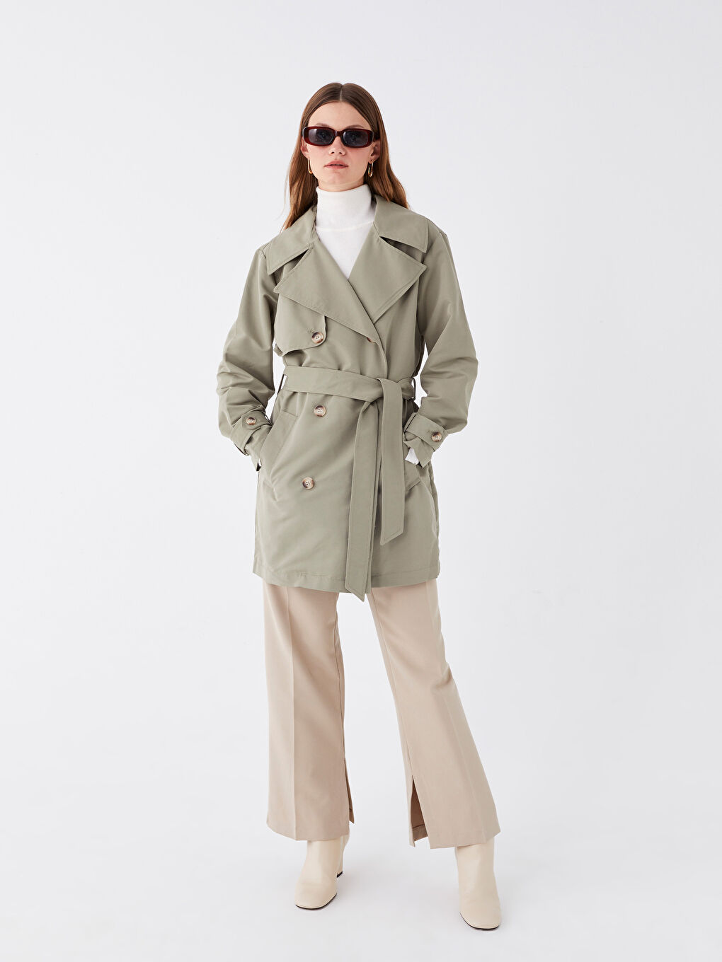 Trench-coat Oversize à Col de Veste pour Femmes-2