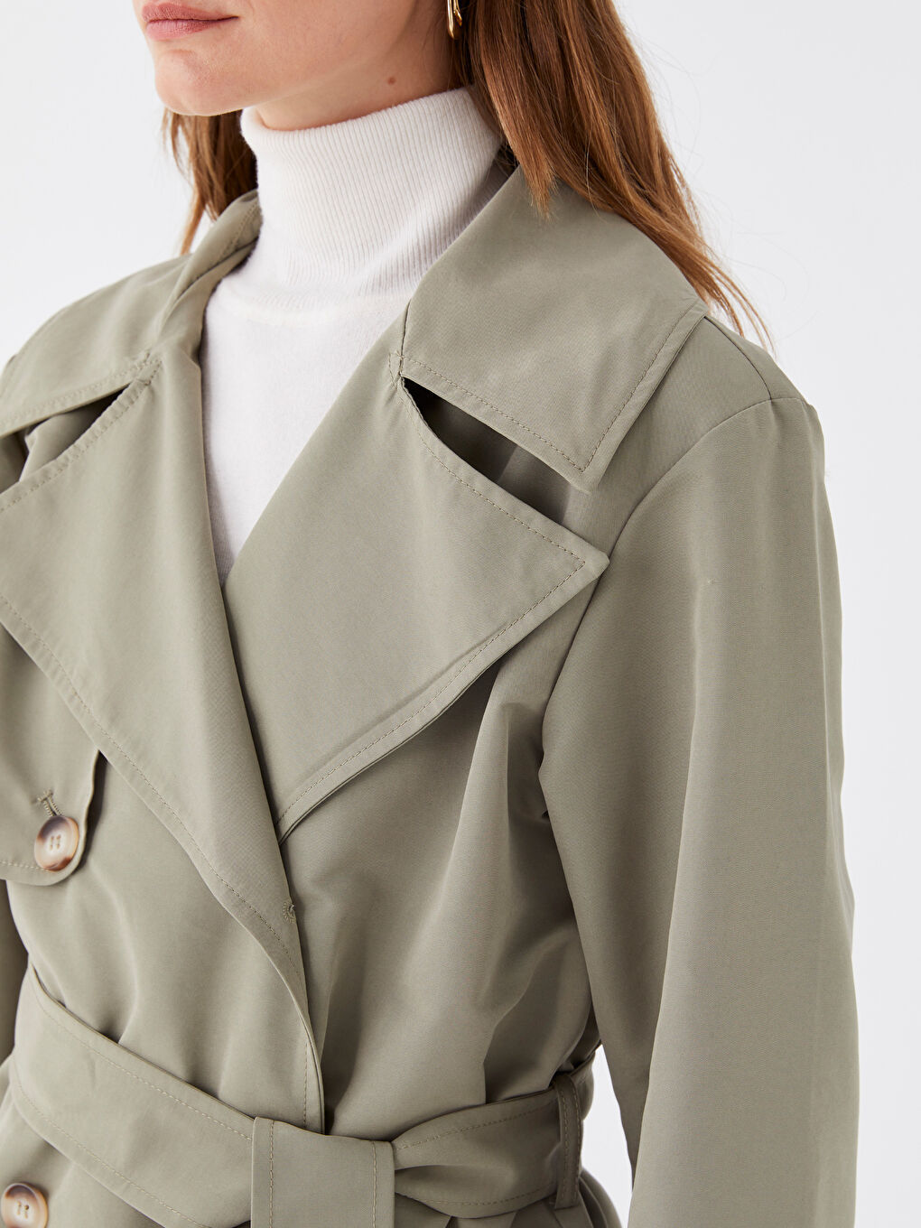 Trench-coat Oversize à Col de Veste pour Femmes-4