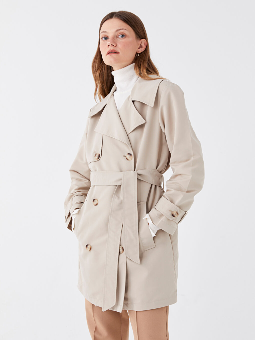 Jacket Collar Oversize Women's Trench Coat-1