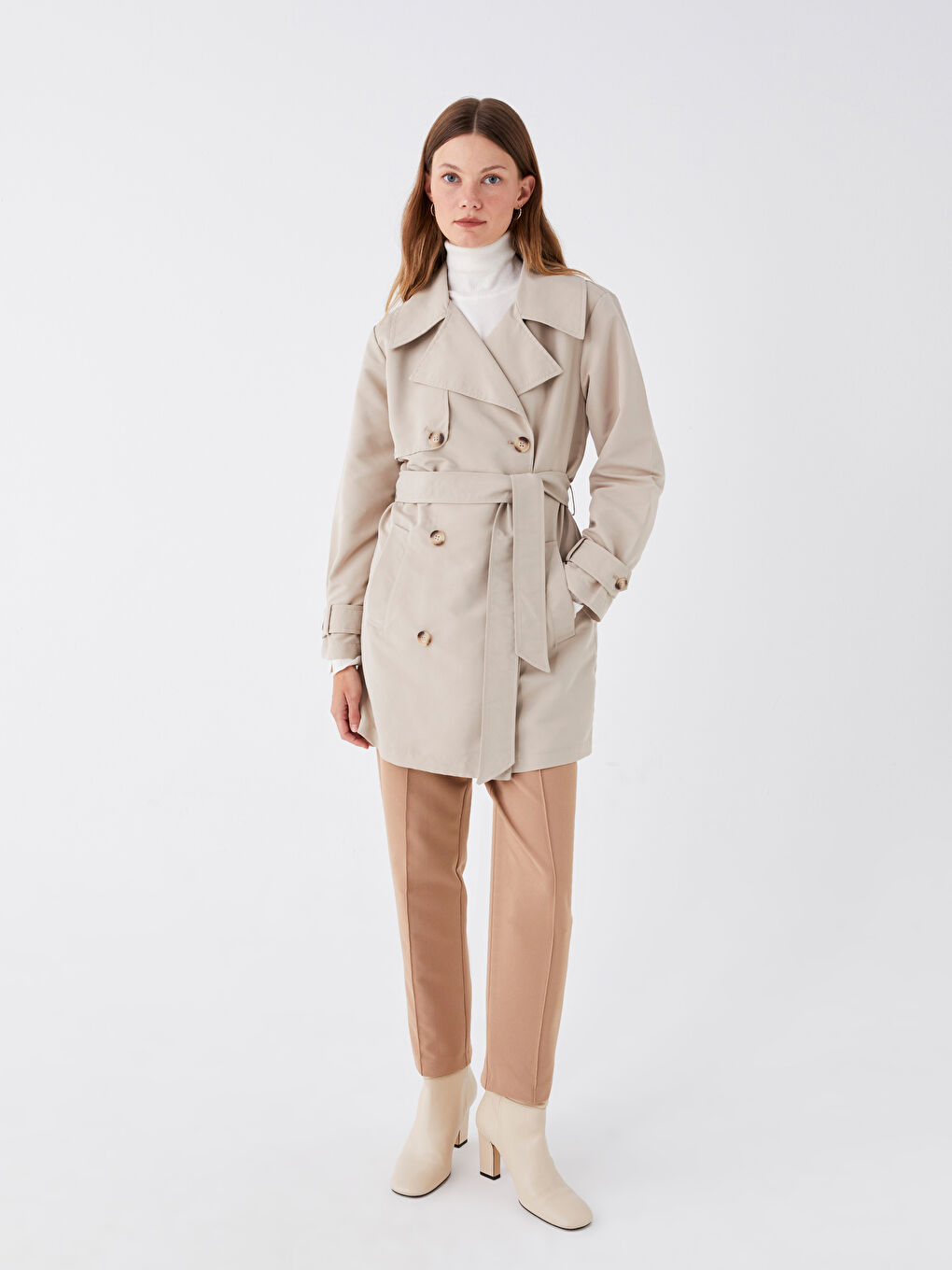 Jacket Collar Oversize Women's Trench Coat-2