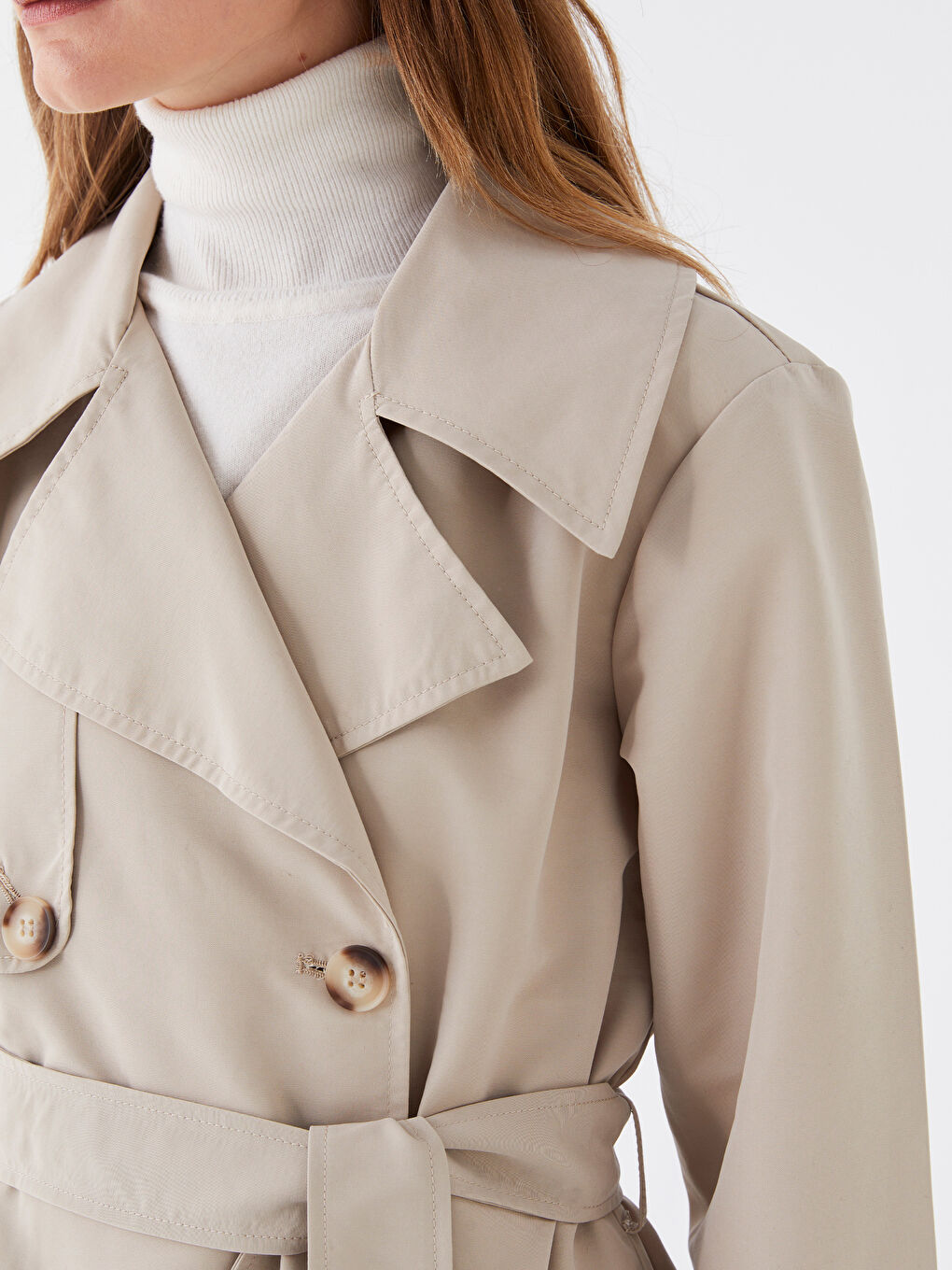 Jacket Collar Oversize Women's Trench Coat-3
