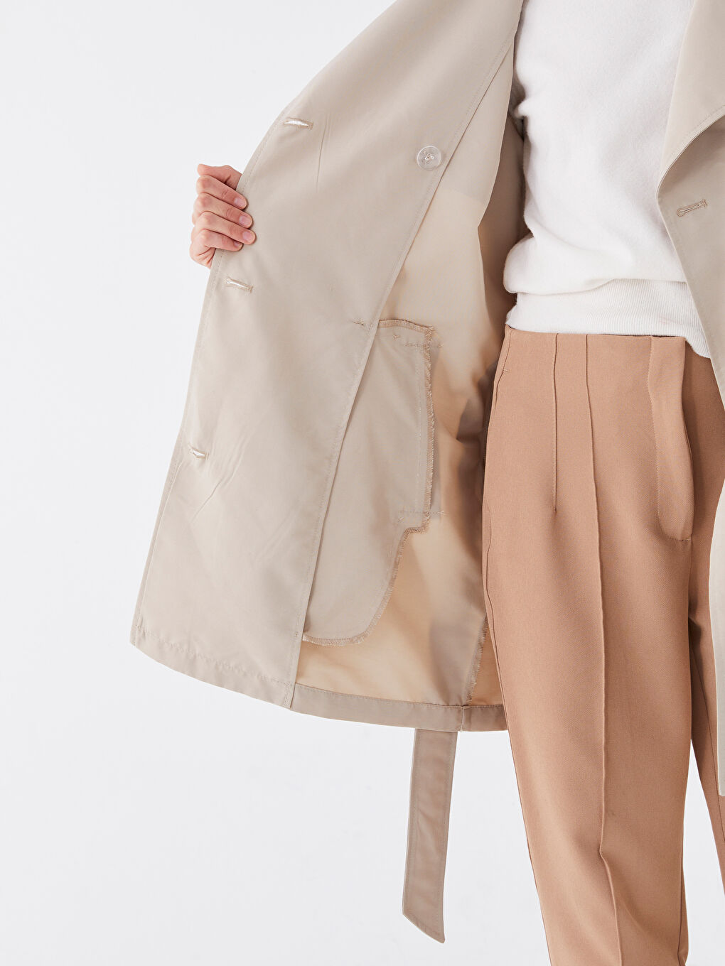 Jacket Collar Oversize Women's Trench Coat-4