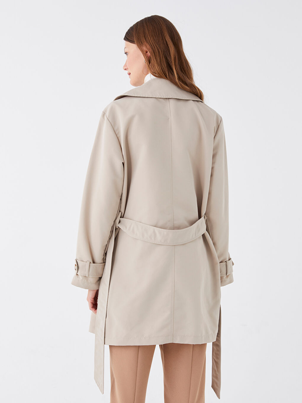 Jacket Collar Oversize Women's Trench Coat-5