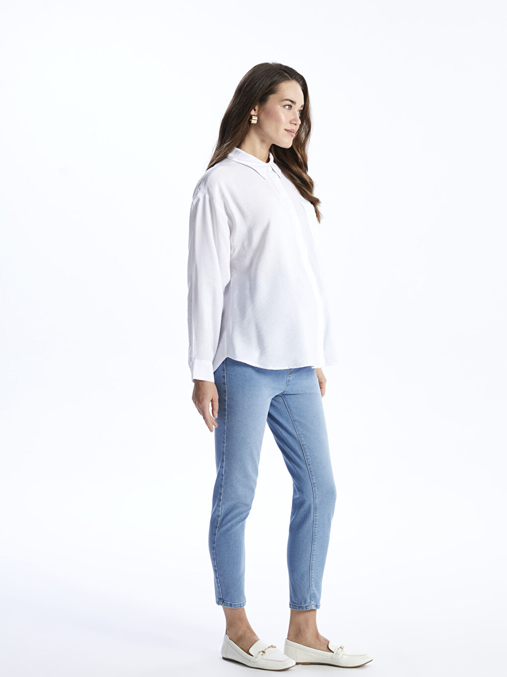 LCWAIKIKI Maternity Orta İndigo Rodeo Karın Panelli Slim Mom Fit Hamile Jean Pantolon - 1