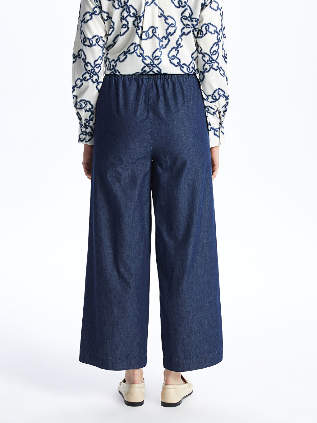 Wideleg Women's Jeans With Elastic Waist -S40564Z8-309