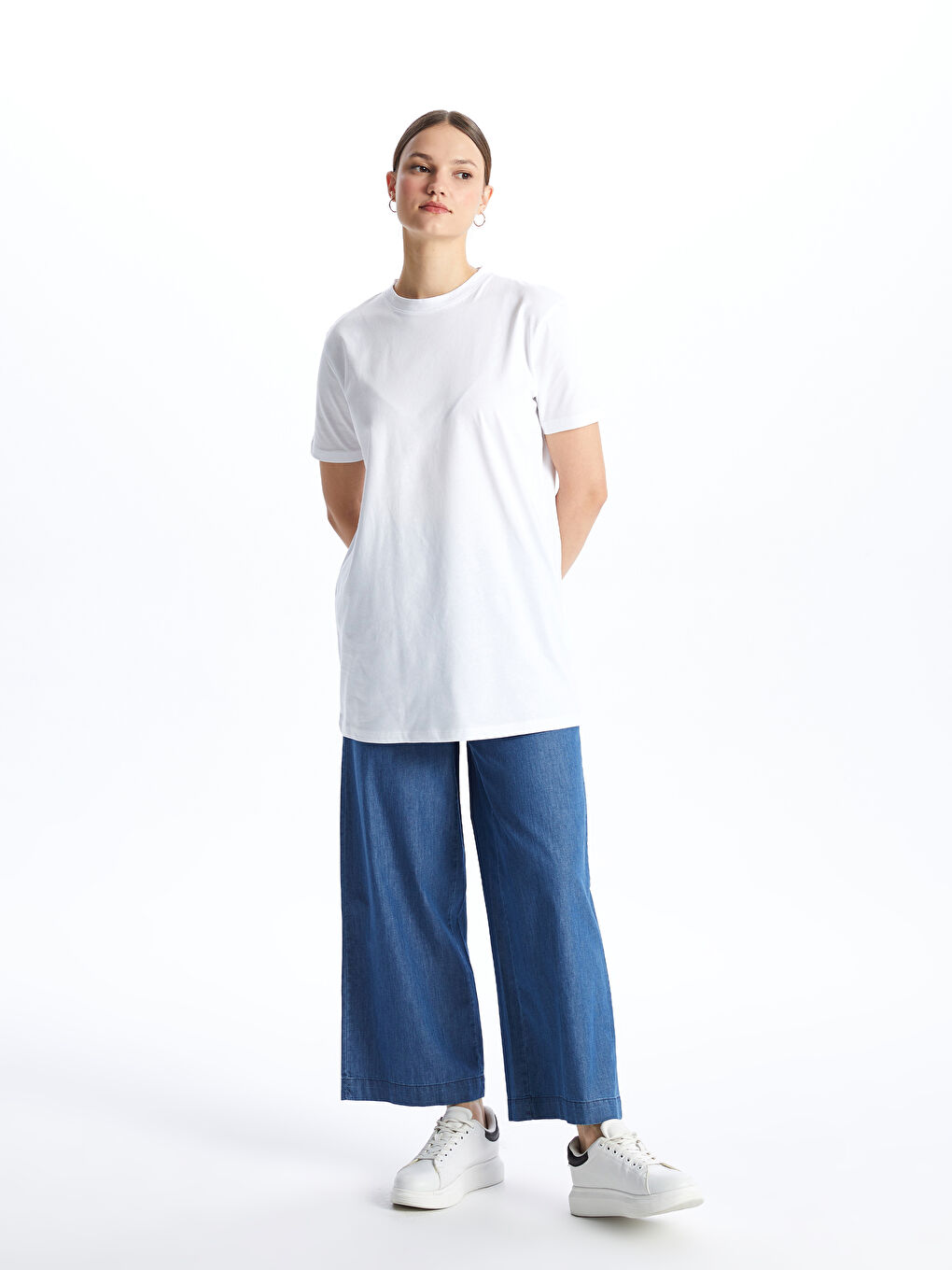 Wideleg Women's Jeans With Elastic Waist -S40564Z8-507