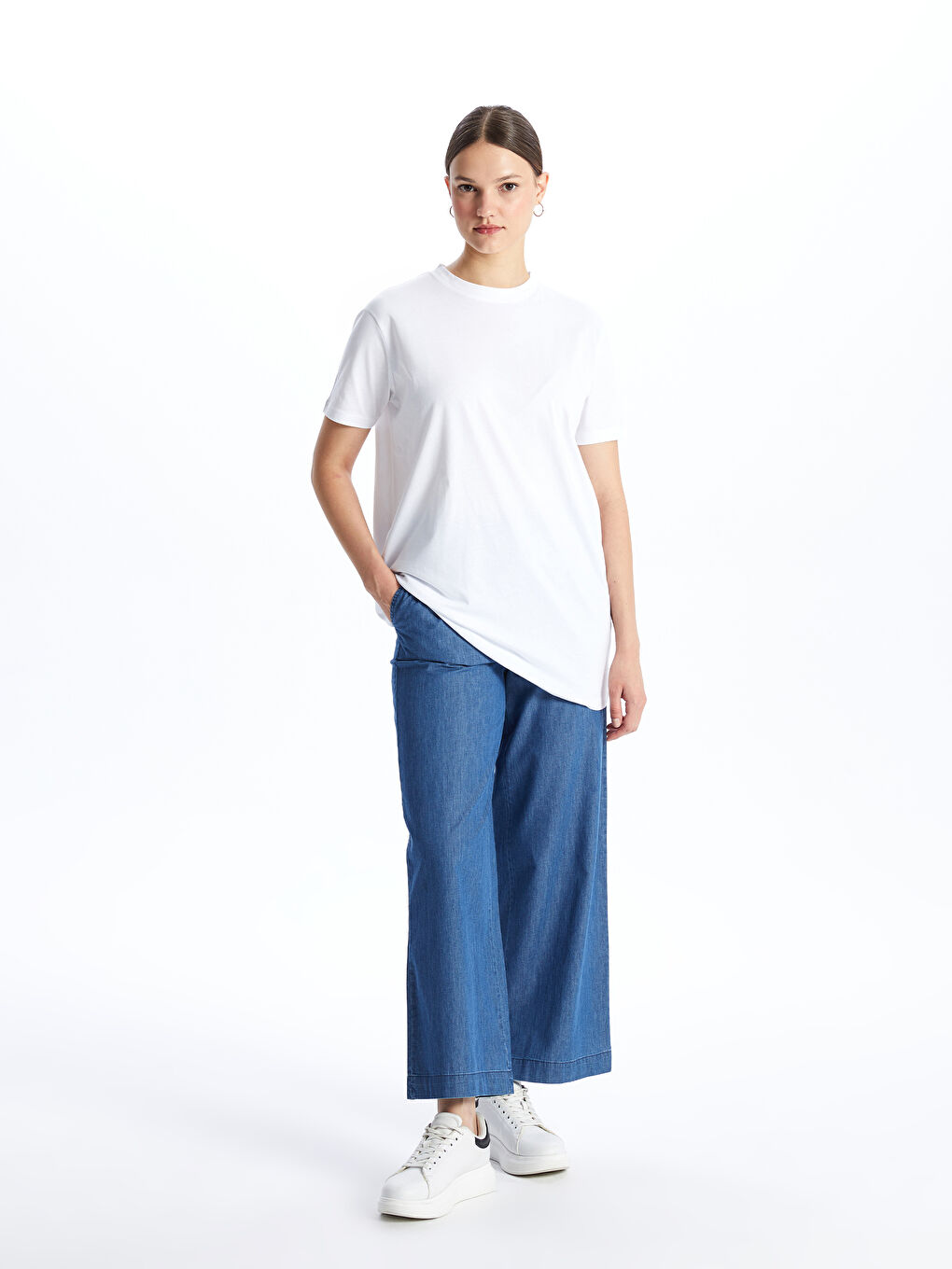 Wideleg Women's Jeans With Elastic Waist -S40564Z8-507