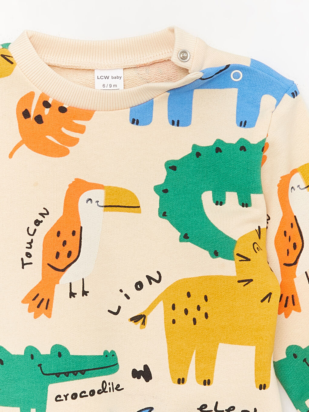 Bej Bisiklet Yaka Uzun Kollu Baskılı Erkek Bebek Tişört-2