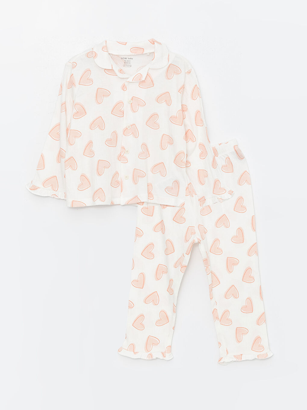 LC Waikiki Polo Neck Long Sleeve Printed Baby Girls' Pyjama Set -S40592Z1-LRA