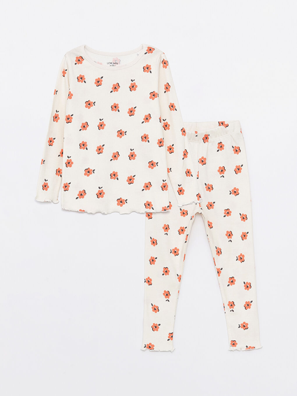 Crew Neck Printed Baby Girl Pajamas Set -S40608Z1-LRB
