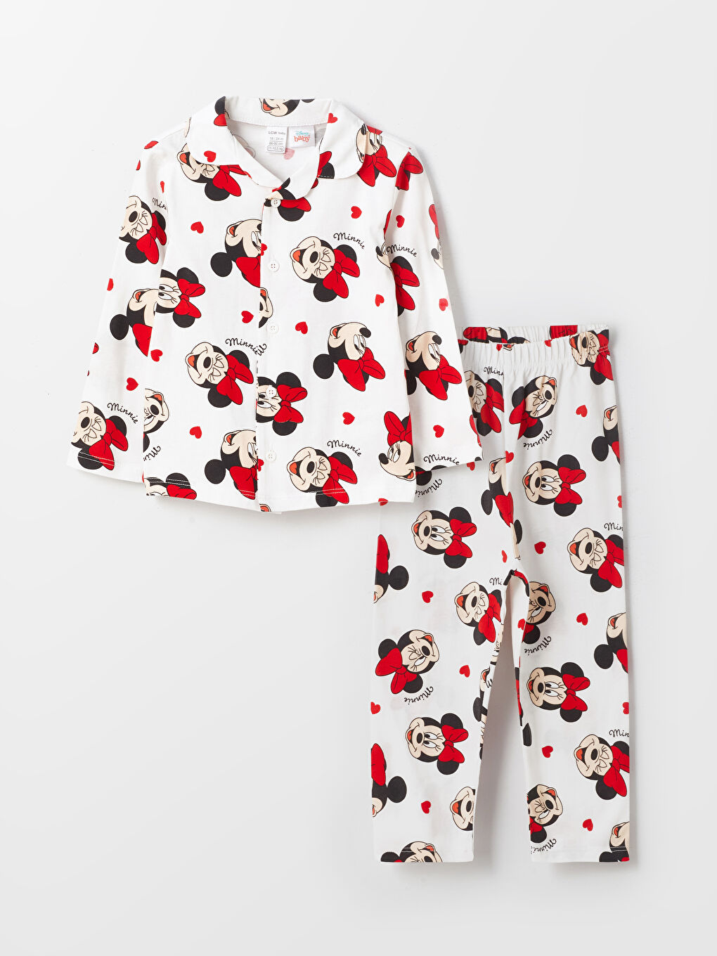 Polo Neck Long Sleeve Minnie Mouse Printed Baby Girls' Pyjama Set -S40623Z1-LRA