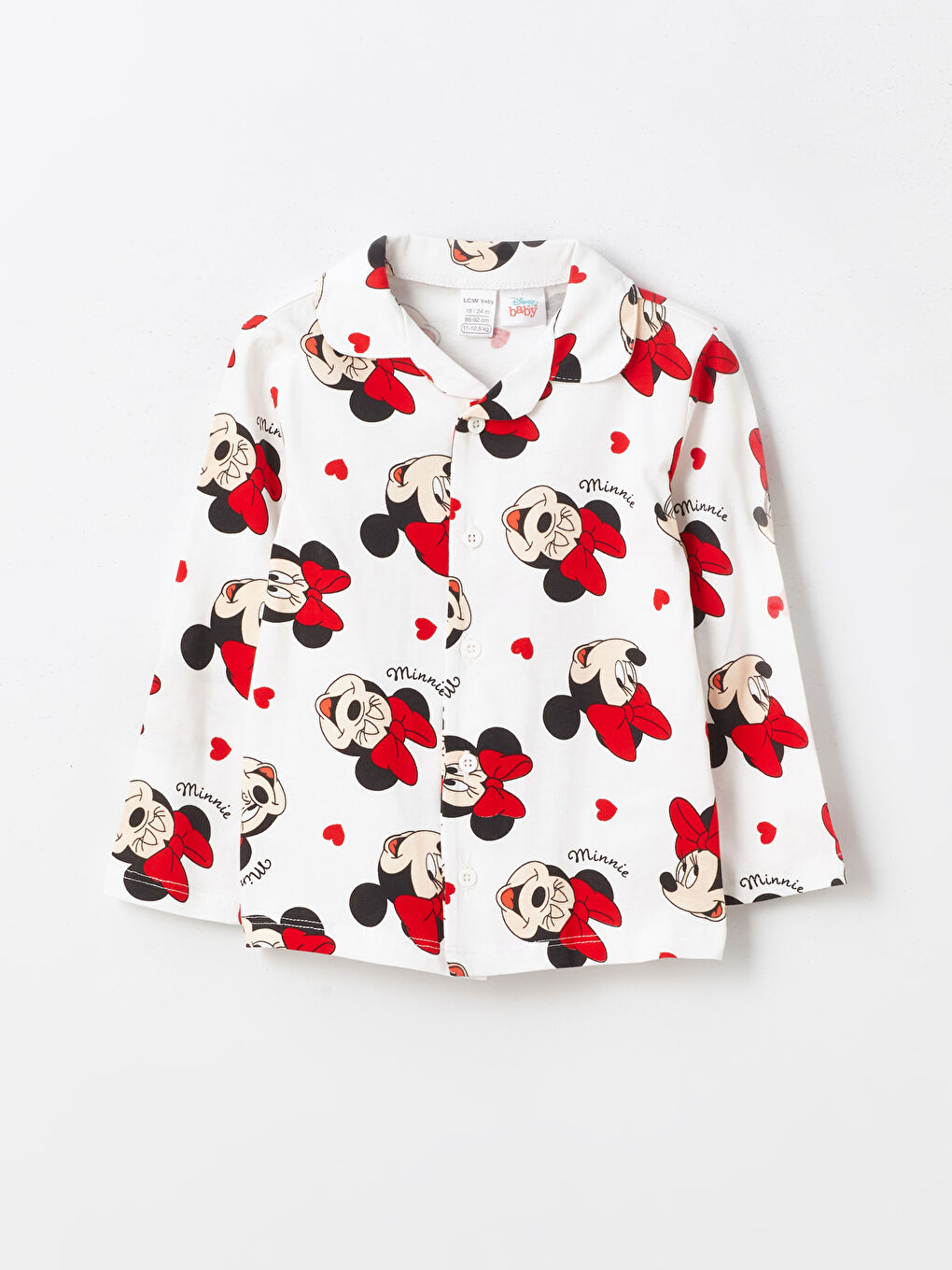 Polo Neck Long Sleeve Minnie Mouse Printed Baby Girls' Pyjama Set -S40623Z1-LRA