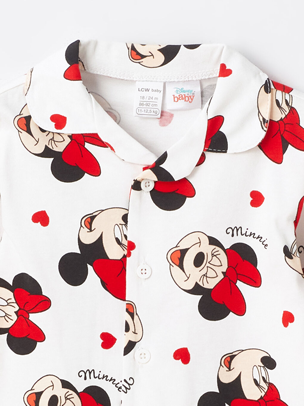 Polo Neck Long Sleeve Minnie Mouse Printed Baby Girls' Pyjama Set -S40623Z1-LRA