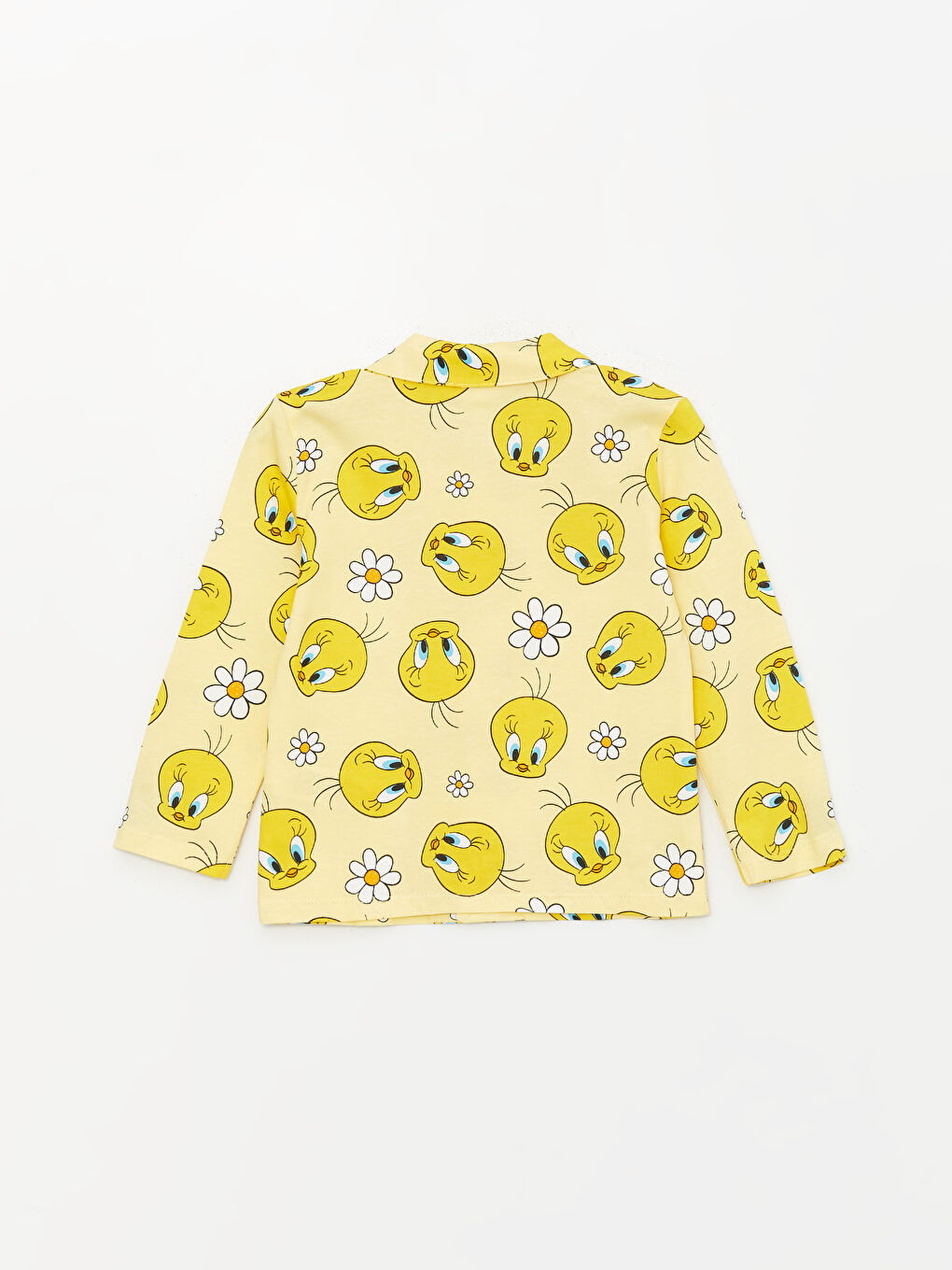 Sarı Polo Yaka Tweety Baskılı Kız Bebek Pijama Takımı-3