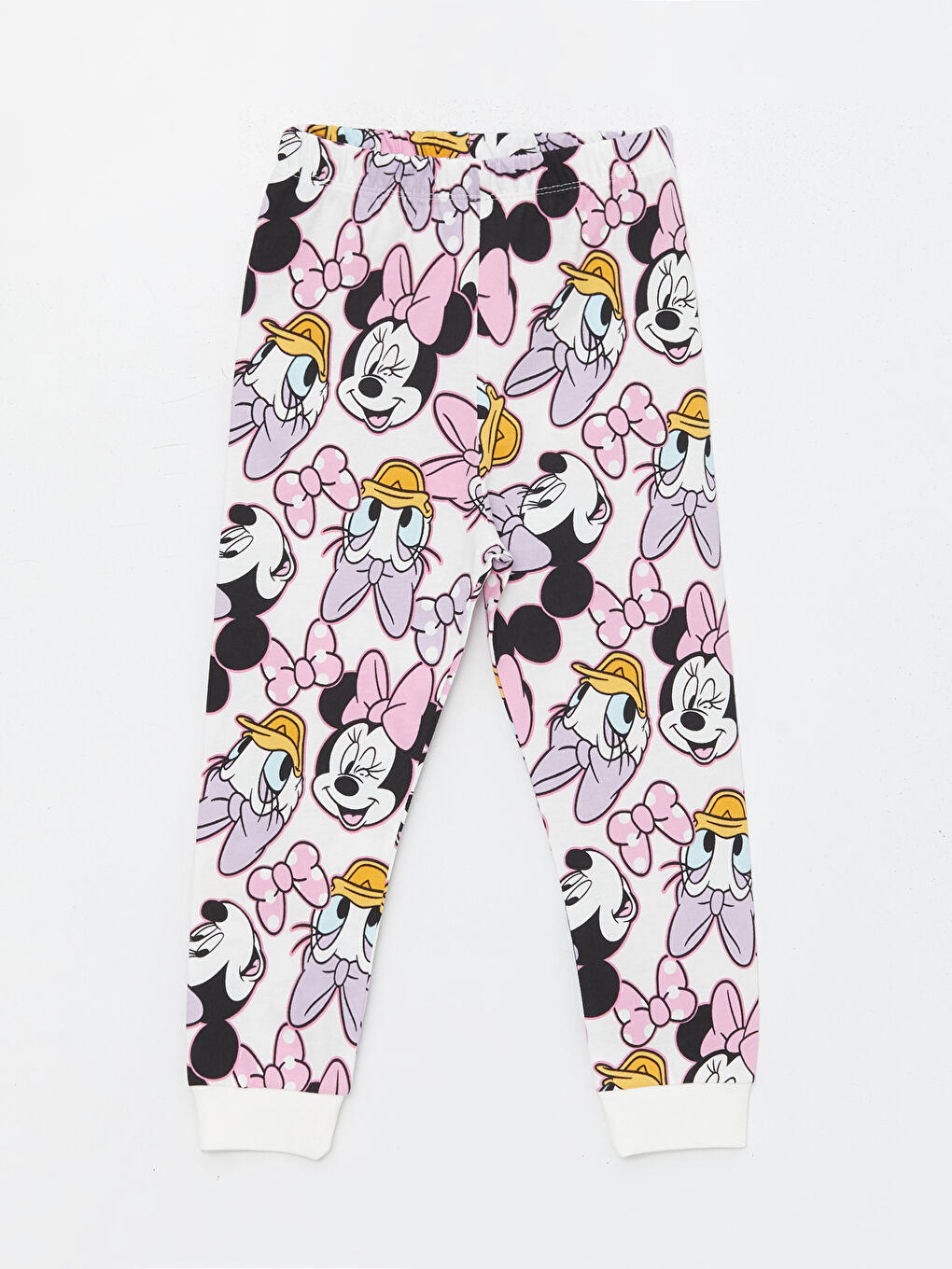 LCW baby Ekru Baskılı Bisiklet  Yaka Uzun Kollu Minnie Mouse Baskılı Kız Bebek Pijama Takımı - 3