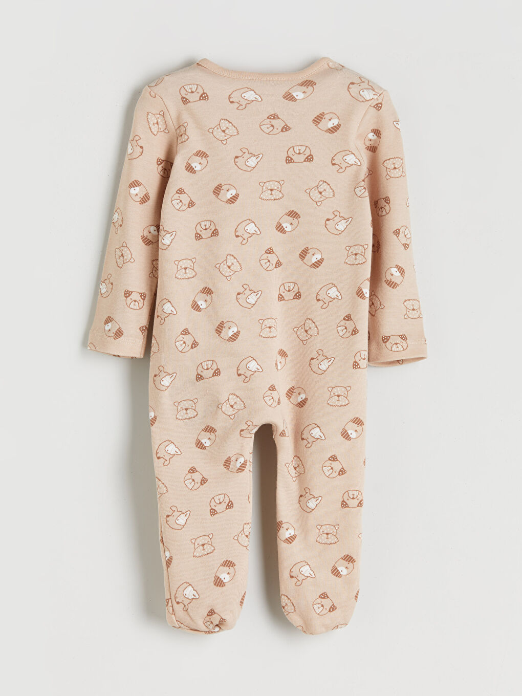 Ekru Bisiklet Yaka Baskılı Erkek Bebek Tulum-1