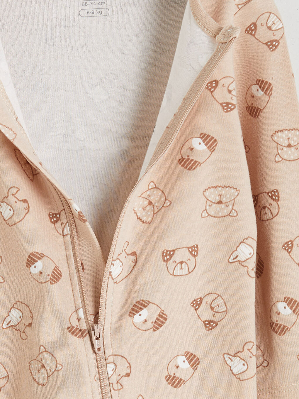 Ekru Bisiklet Yaka Baskılı Erkek Bebek Tulum-3