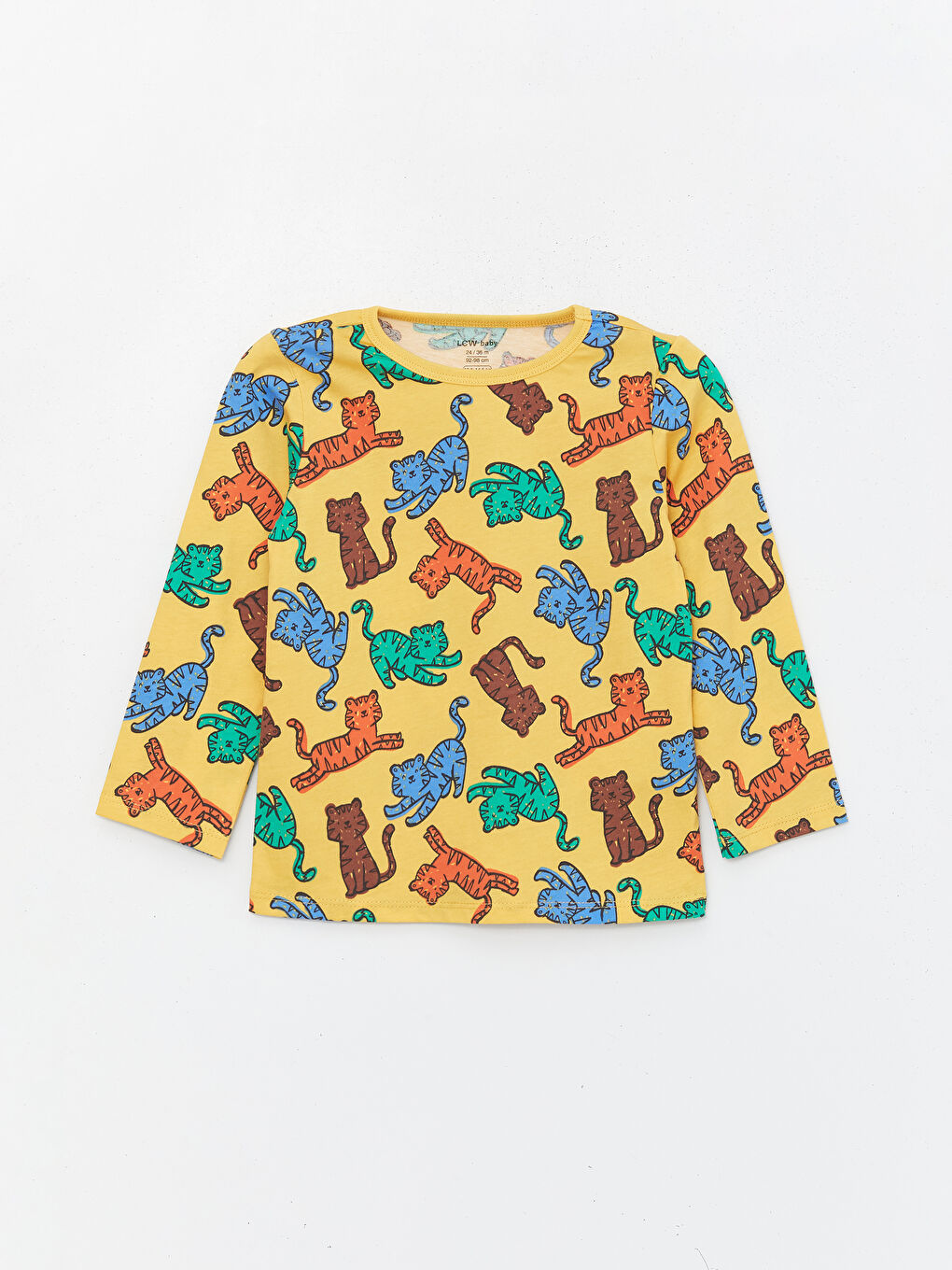 Sarı Bisiklet Yaka Uzun Kollu Baskılı Erkek Bebek Pijama Üst