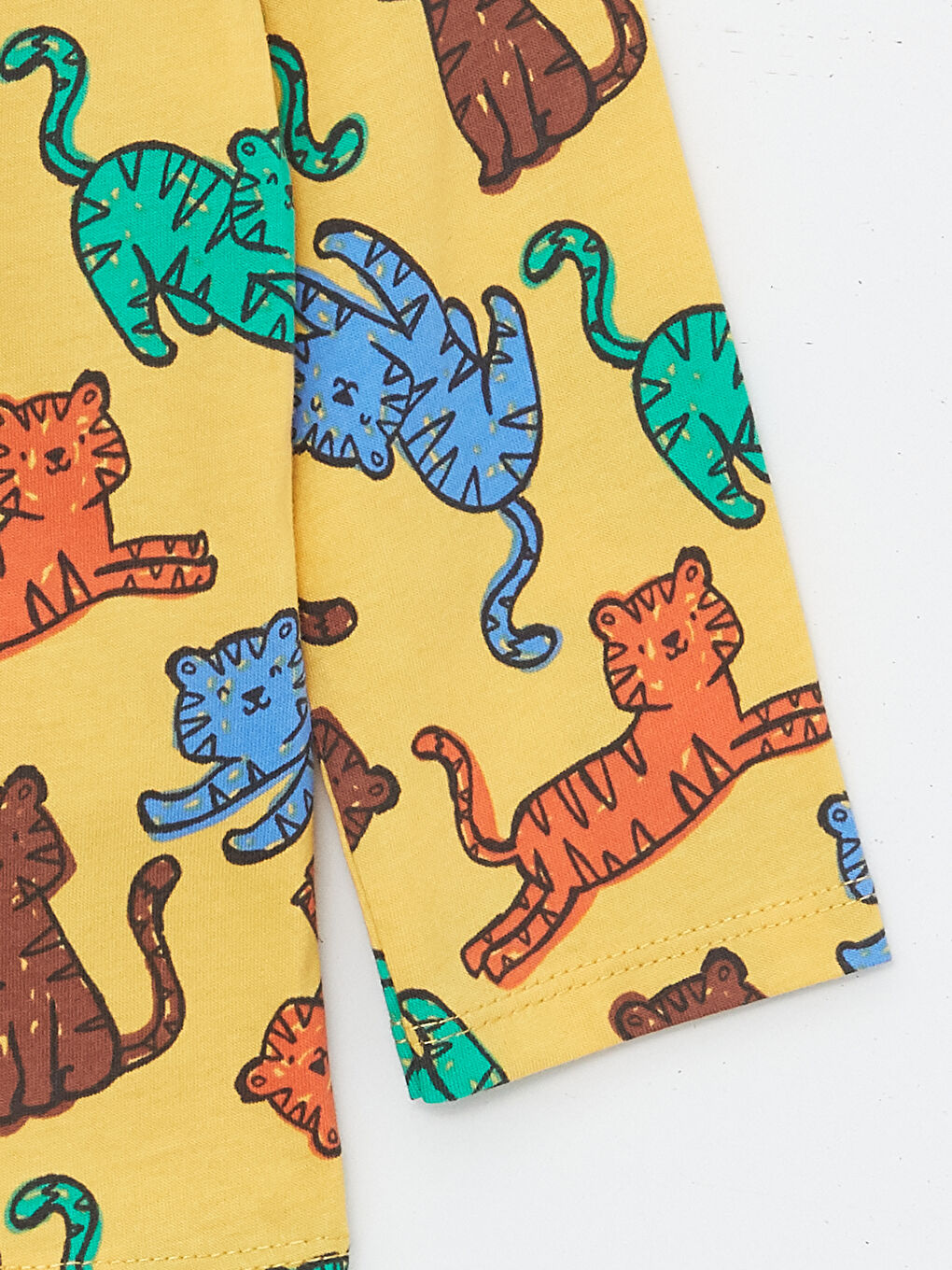 Sarı Bisiklet Yaka Uzun Kollu Baskılı Erkek Bebek Pijama Üst-1