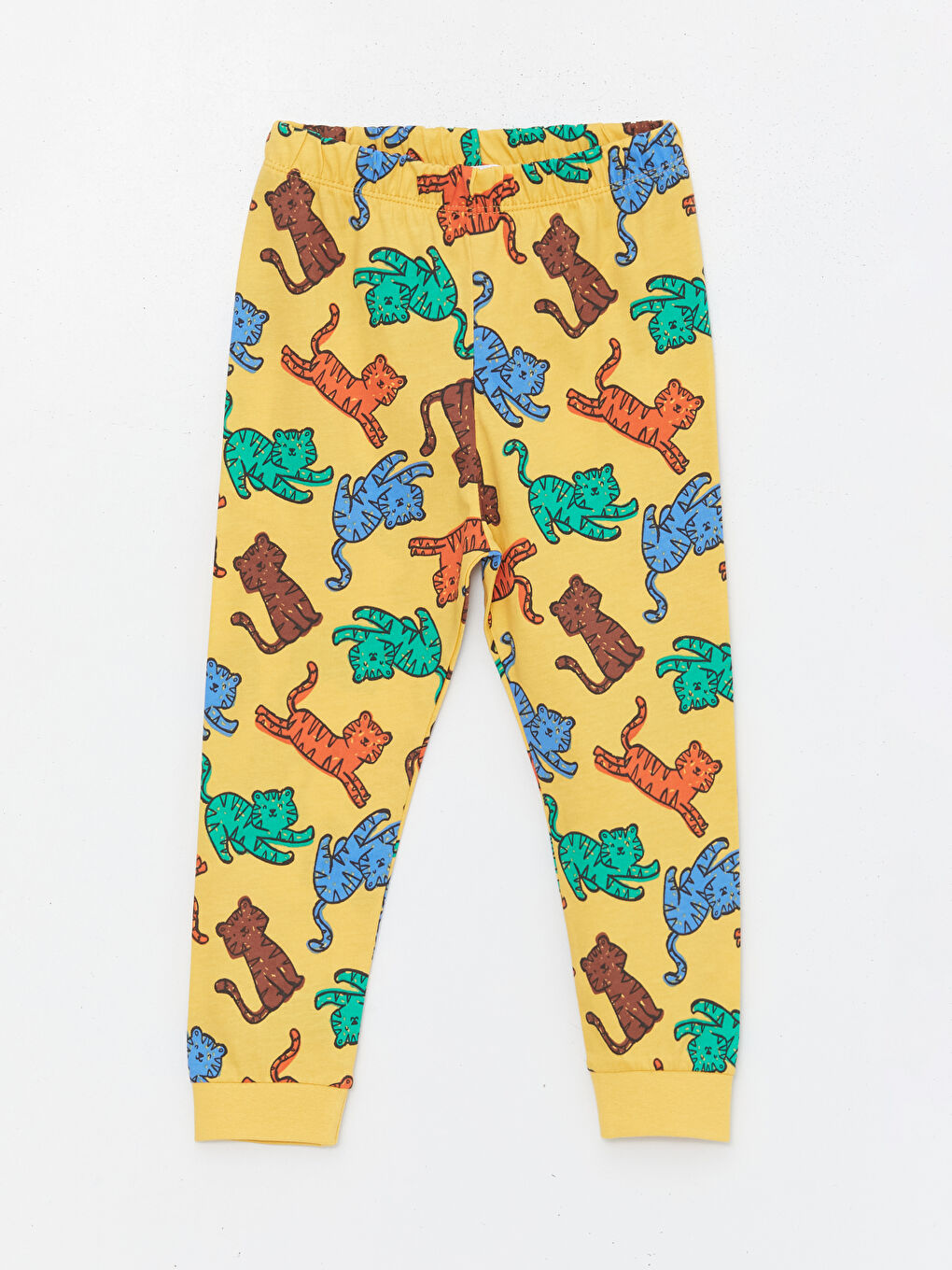 Sarı Beli Lastikli Baskılı Kız Bebek Pijama Alt