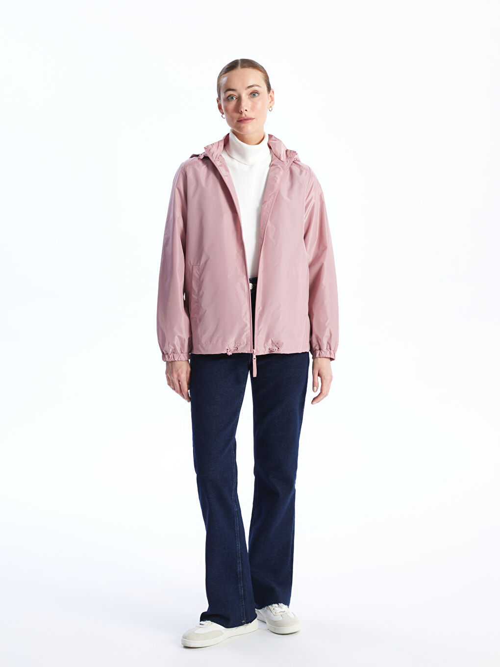 Women's Hooded Plain Raincoat-2