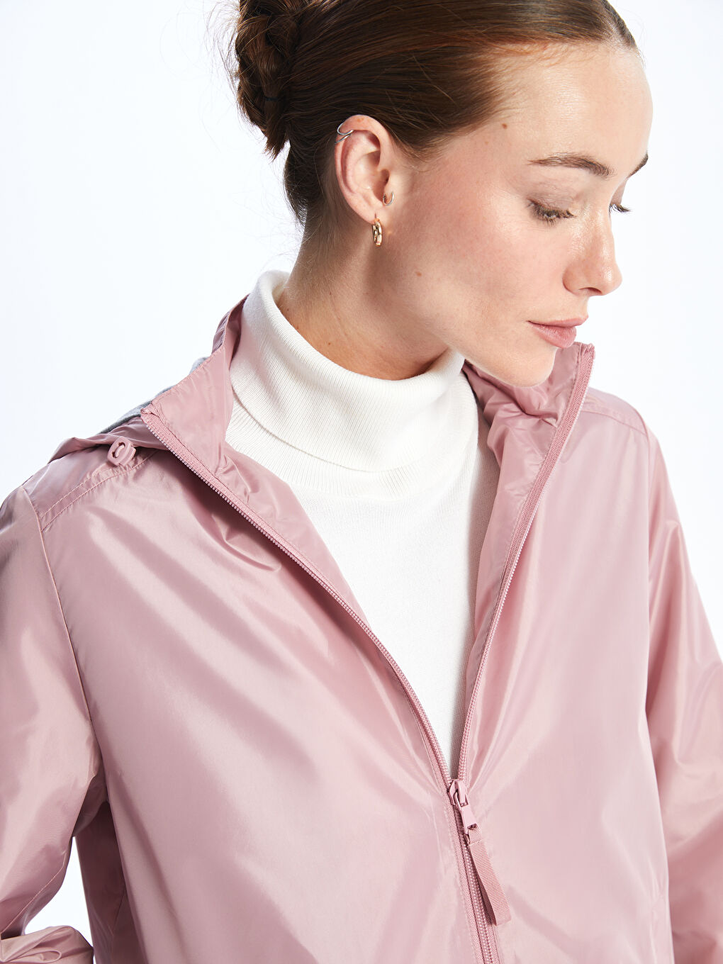 Women's Hooded Plain Raincoat-3