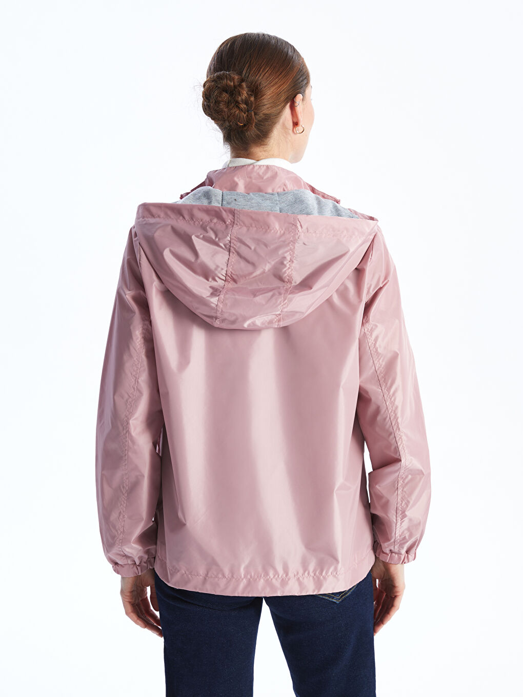 Women's Hooded Plain Raincoat-6