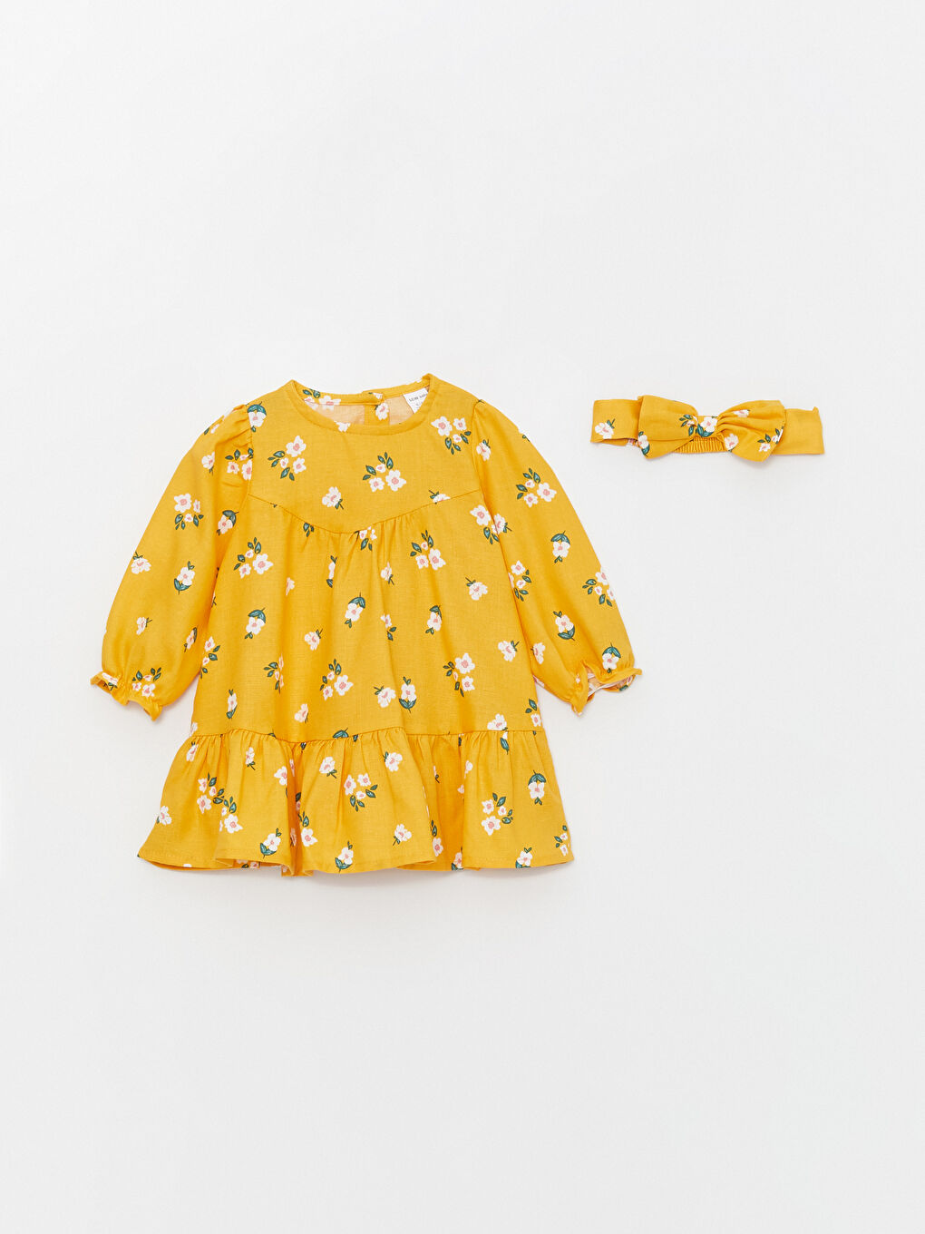 Crew Neck Long Sleeve Floral Girl Baby Dress and Headband Set -S40754Z1-LUG