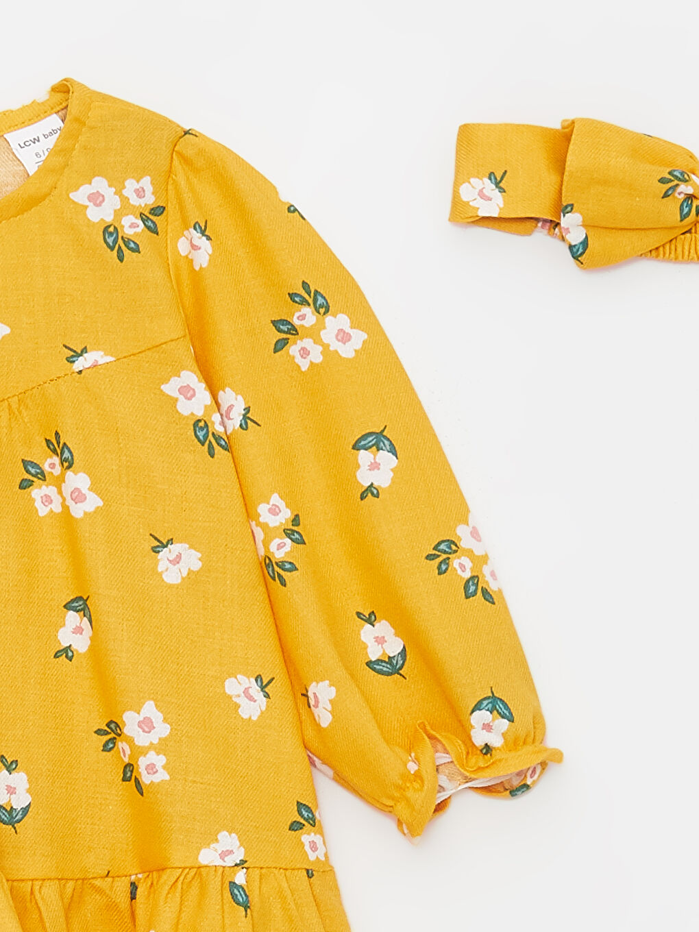 Crew Neck Long Sleeve Floral Girl Baby Dress and Headband Set -S40754Z1-LUG