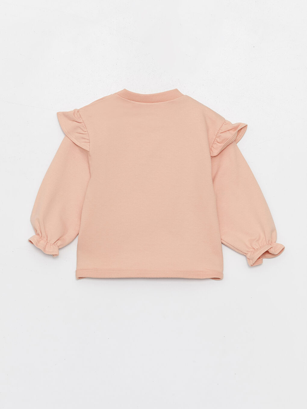 Pembe Bisiklet Yaka Uzun Kollu Nakışlı Kız Bebek Tişört-2