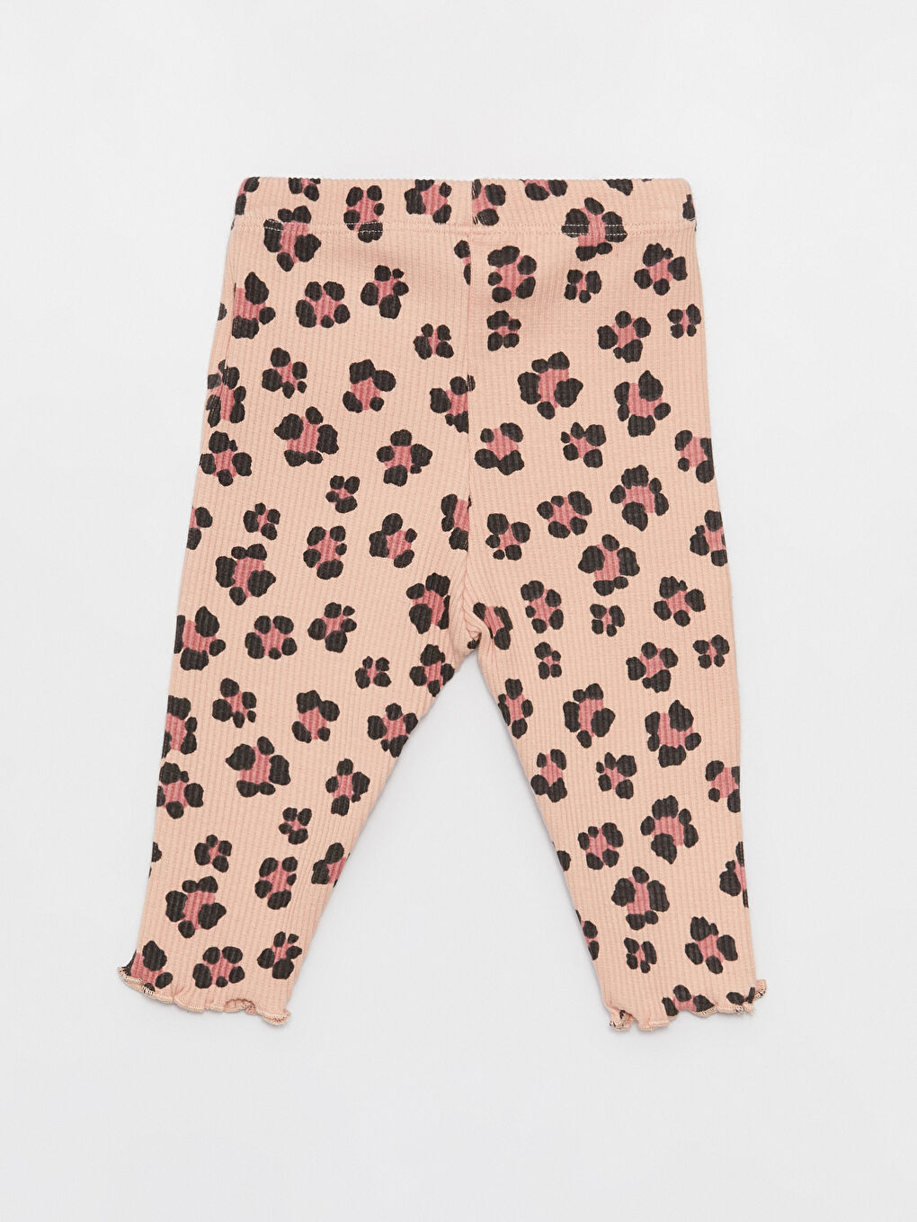 Pembe Beli Lastikli Baskılı Kız Bebek Tayt