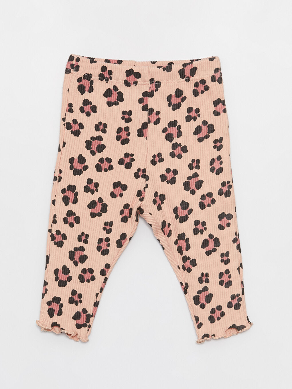 Pembe Beli Lastikli Baskılı Kız Bebek Tayt-1