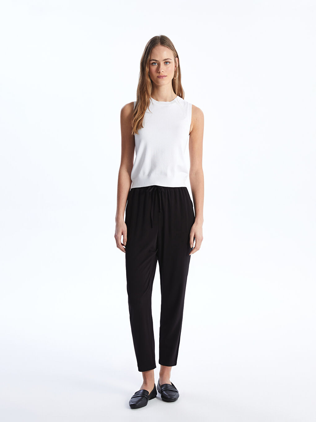 Elasticated Waist Relaxed Fit Women's Trousers -S40771Z8-CVL
