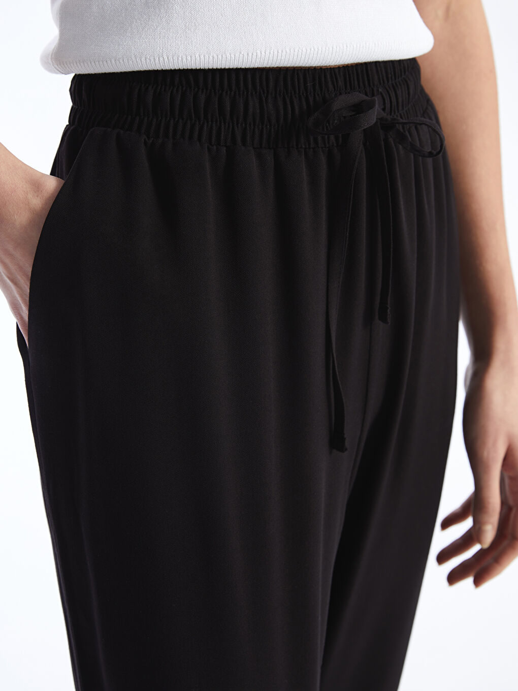 Elasticated Waist Relaxed Fit Women's Trousers -S40771Z8-CVL