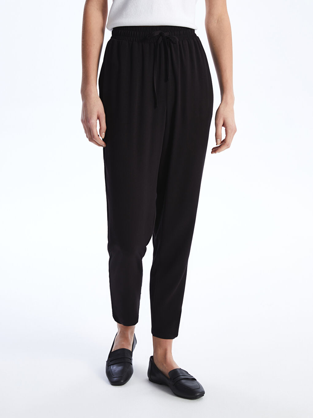 Elasticated Waist Relaxed Fit Women's Trousers -S40771Z8-CVL
