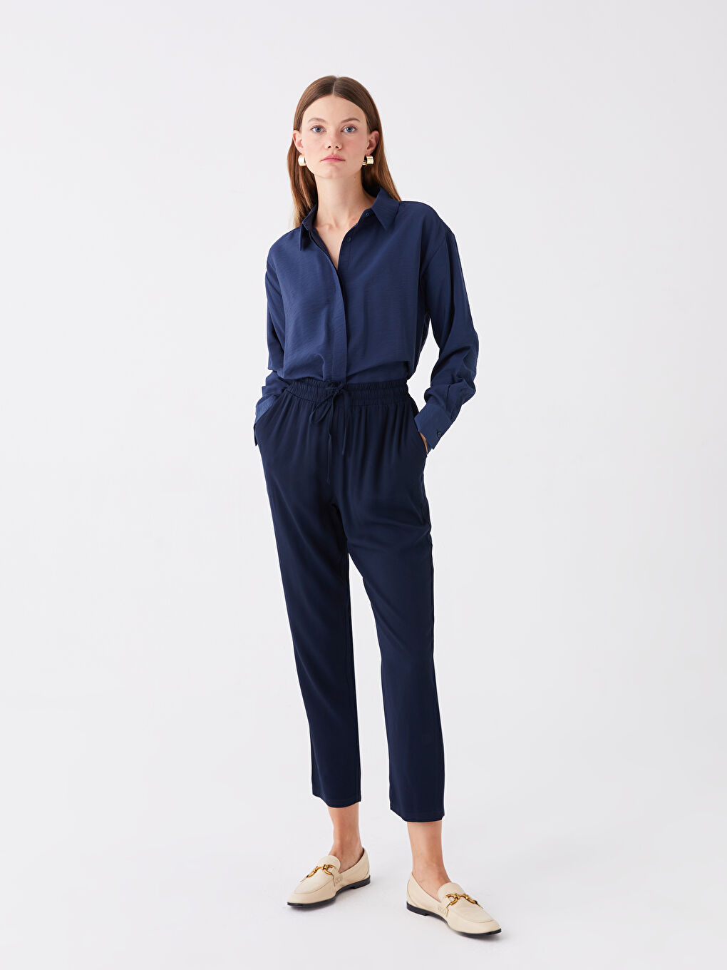 Elastic Waist Comfortable Fit Women's Trousers -S40771Z8-E1J