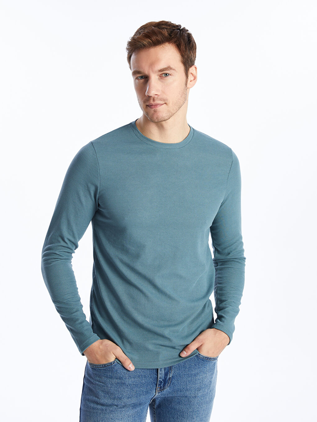 Crew Neck Long Sleeve Men's T-Shirt -S40785Z8-VG7