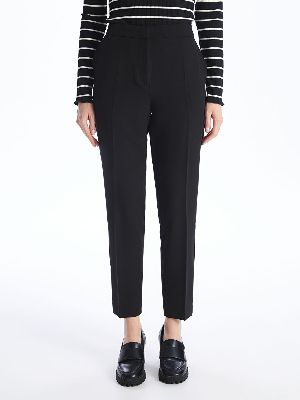 Pantalon Coupe Carotte Uni pour Femmes-5