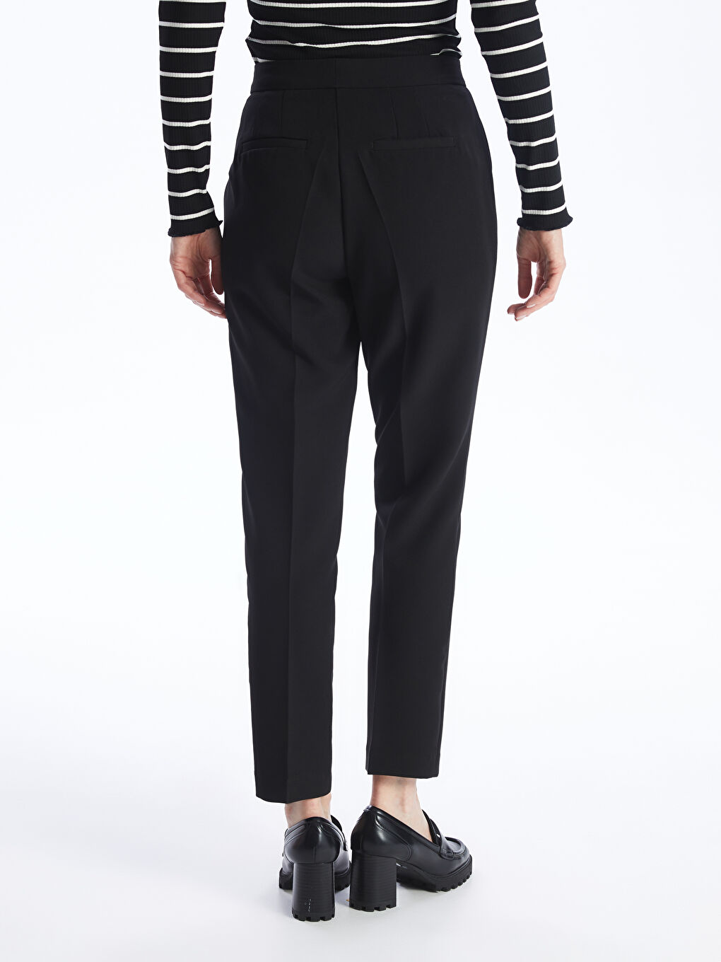 Pantalon Coupe Carotte Uni pour Femmes-7