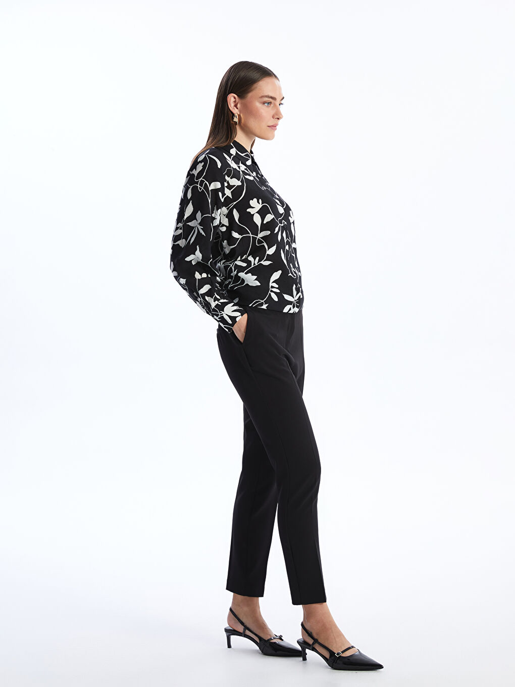 Pantalon Coupe Carotte Uni pour Femmes-2