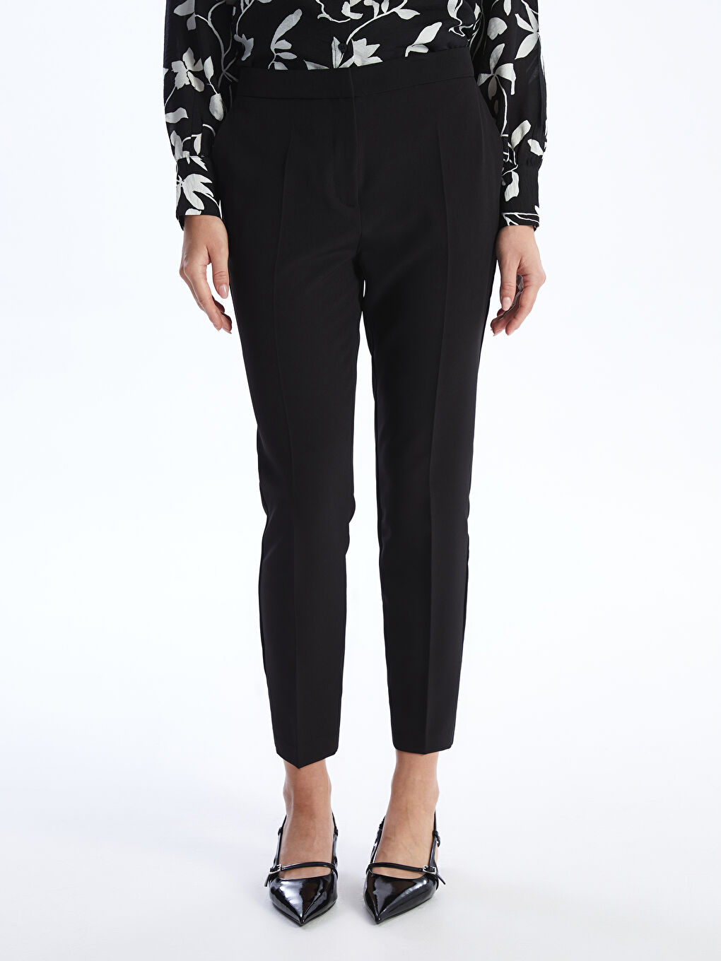 Pantalon Coupe Carotte Uni pour Femmes-6