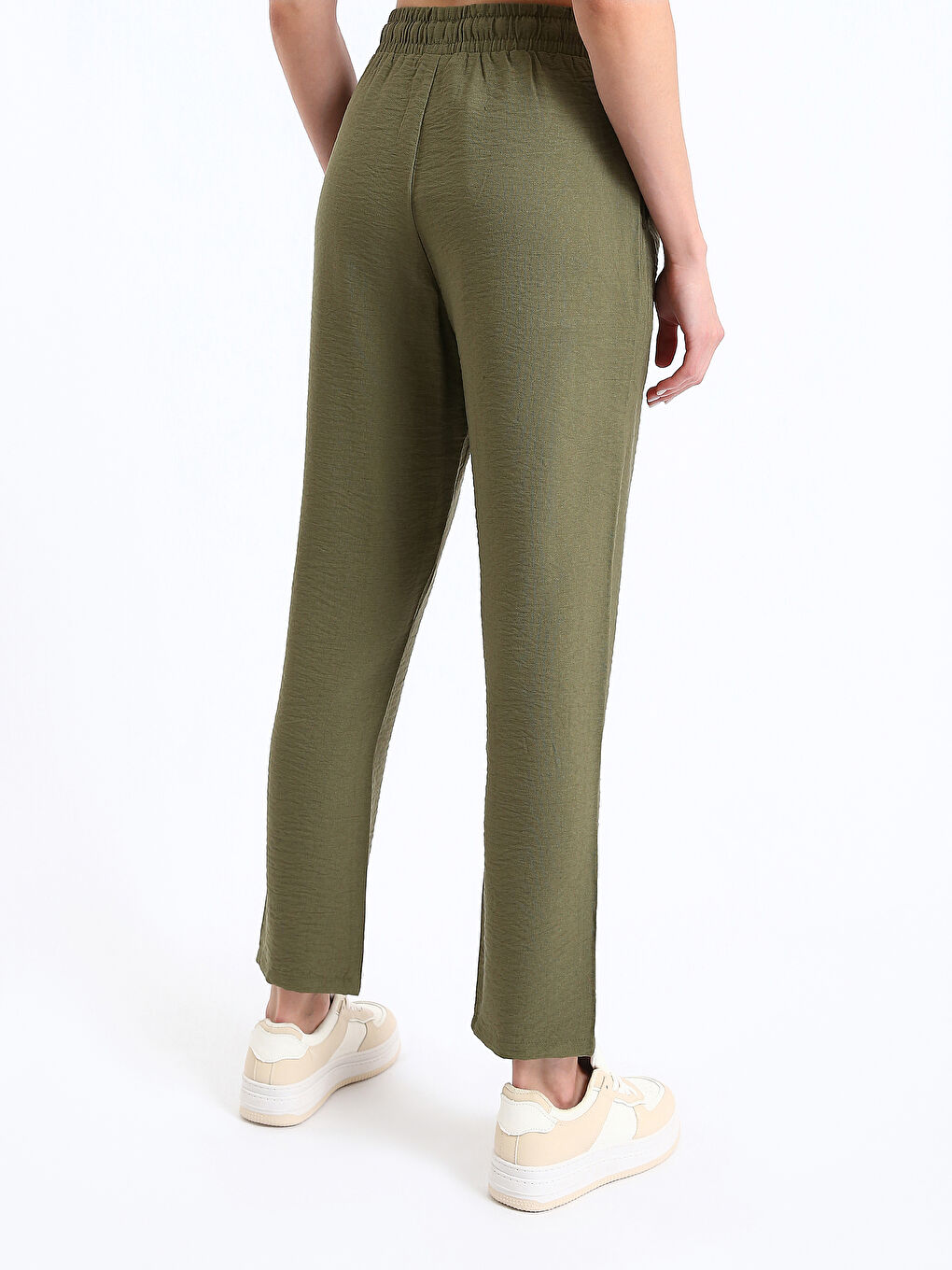 Elastic Waist Carrot Fit Women's Trousers-10